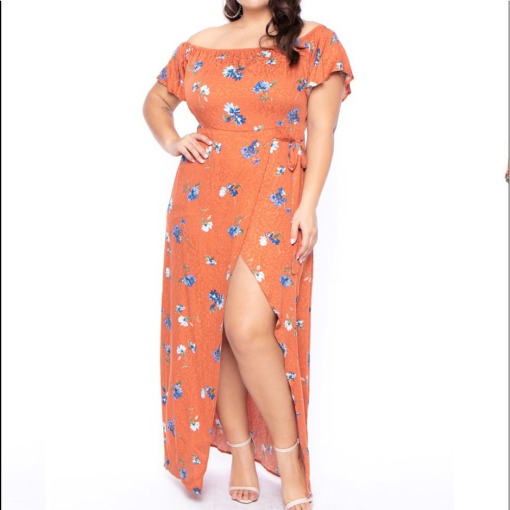 Curvy Sense Floral Design Wrap Dress